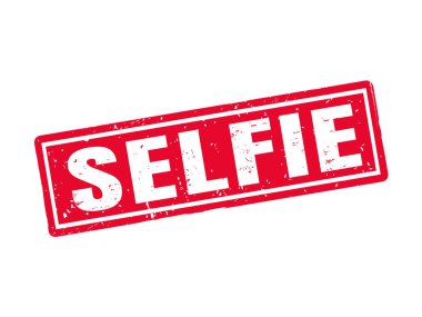 kırmızı pul stil, beyaz arka planda selfie