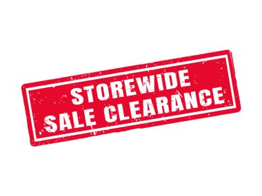 storewide sale clearance in red stamp style, white background clipart