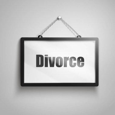 işareti, 3d illüstrasyon izole gri arka plan asılı üzerinde boşanma metin