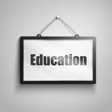 işareti, 3d illüstrasyon izole gri arka plan asılı üzerinde eğitim metin