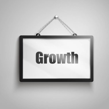 işareti, 3d illüstrasyon izole gri arka plan asılı üzerinde büyüme metin