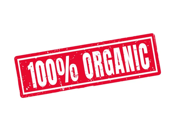 100 Organico Stile Timbro Rosso Sfondo Bianco — Vettoriale Stock