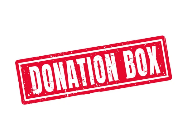 Caja Donación Estilo Sello Rojo Fondo Blanco — Vector de stock