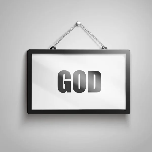 God Text Hanging Sign Isolated Gray Background Illustration — Stock Vector