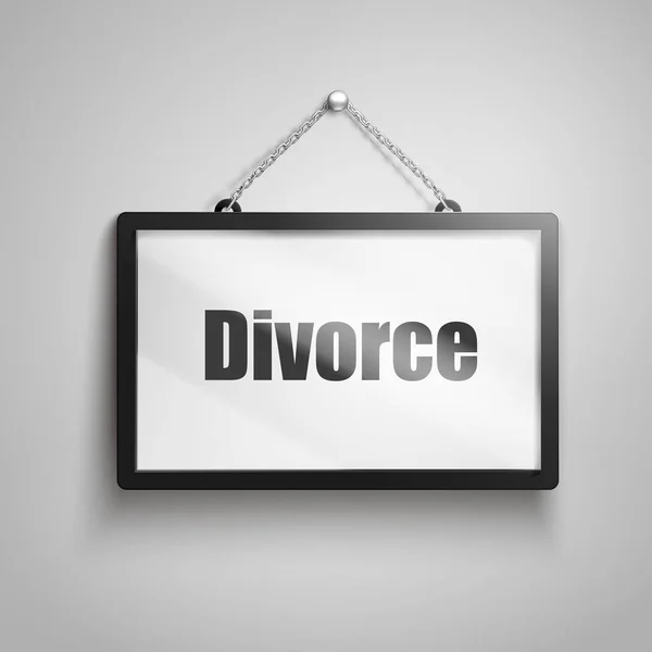 Divorce Text Hanging Sign Isolated Gray Background Illustration — Stock Vector