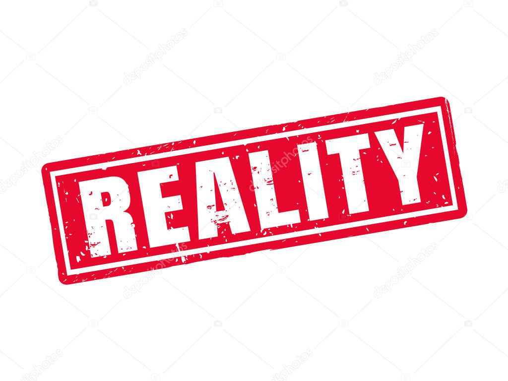 reality in red stamp style, white background