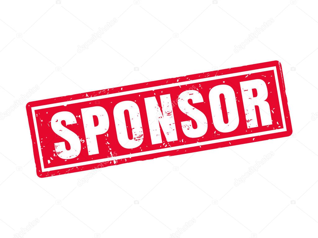 sponsor in red stamp style, white background