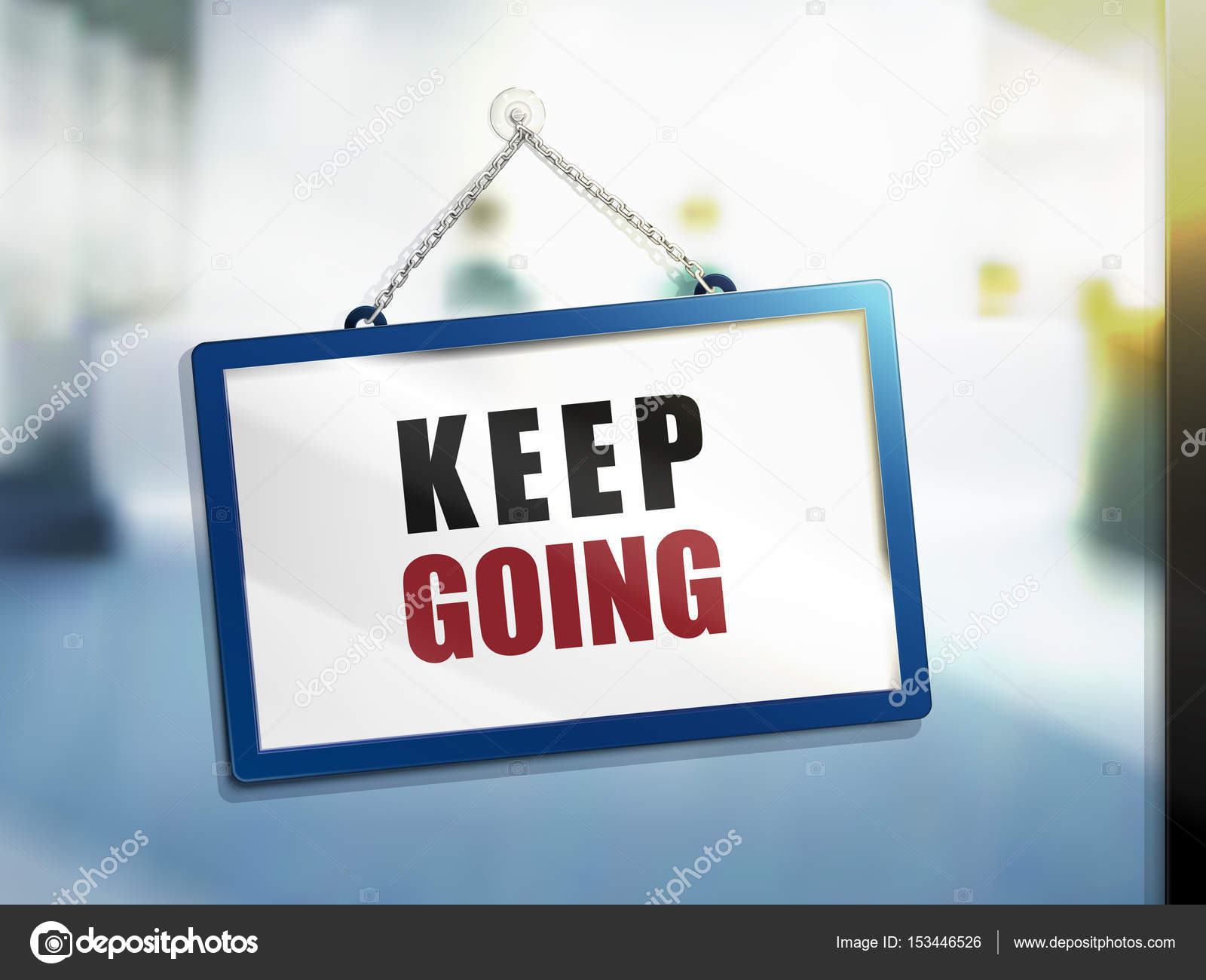 Keep Going Text Hanging Sign Isolated Bright Blur Background ...