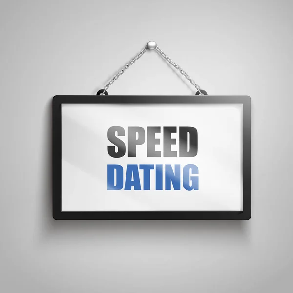 Speed Dating Tekst Opknoping Sign Geïsoleerde Grijze Achtergrond Illustratie — Stockvector