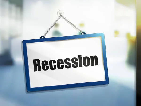 Rezessionstext Auf Hängeschild Isolierte Helle Unschärfe Hintergrund Illustration — Stockvektor