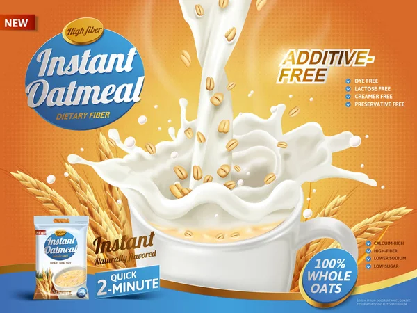 Avena instantánea ad — Archivo Imágenes Vectoriales