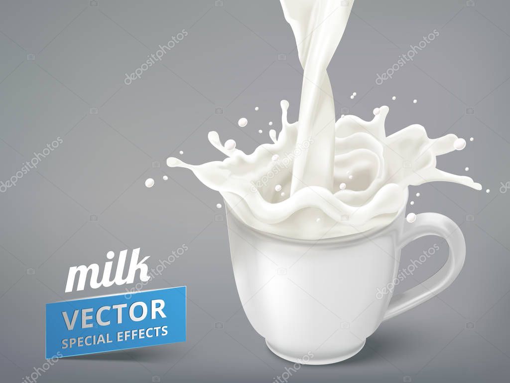 milk pouring into a cup