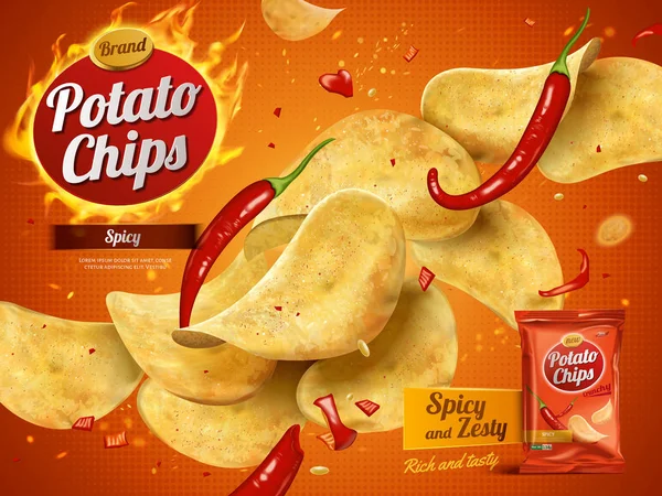 Publicité de chips de pomme de terre — Image vectorielle