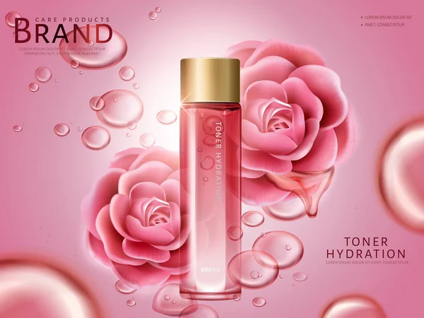 Toner hydratant camélia rose — Image vectorielle