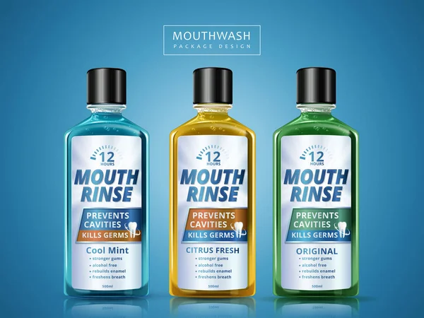 Mouth rinse package design — Stock Vector