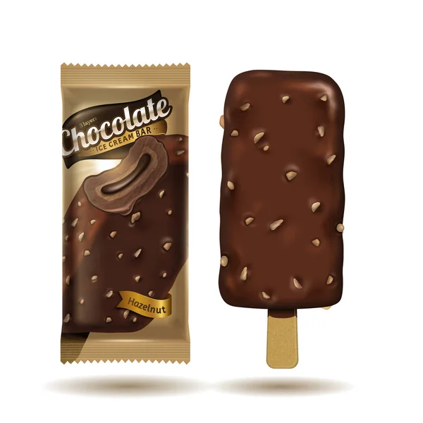 Chocolade-ijs bar — Stockvector