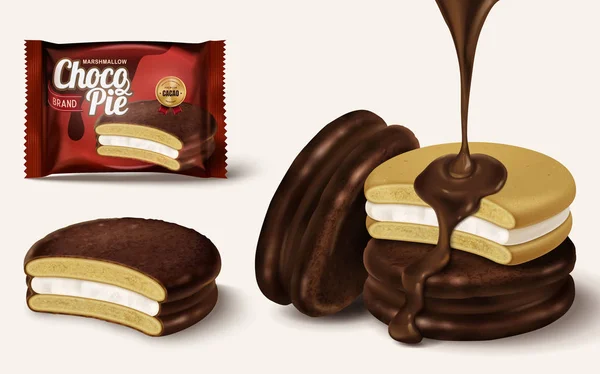 Marshmallow choklad paj element — Stock vektor