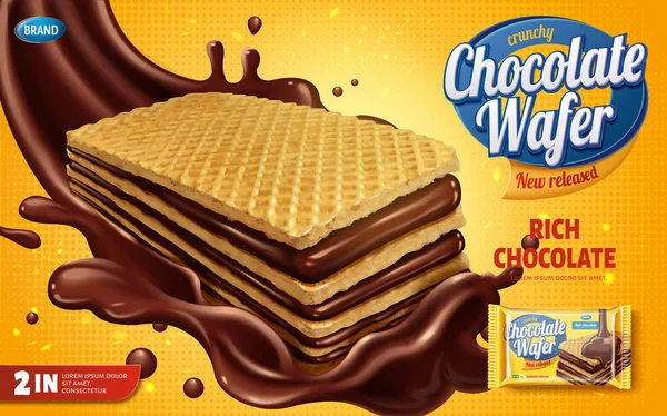 Anúncios de wafer chocolate —  Vetores de Stock