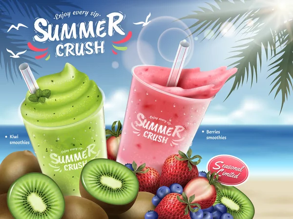 Obst-Smoothies-Werbung — Stockvektor