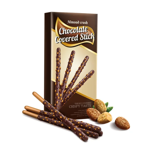 Chocolade overdekte stick element — Stockvector