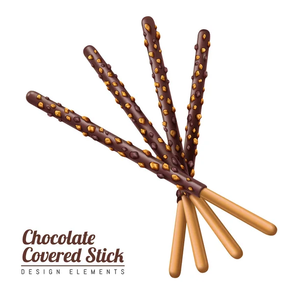 Chocolade overdekte stick element — Stockvector