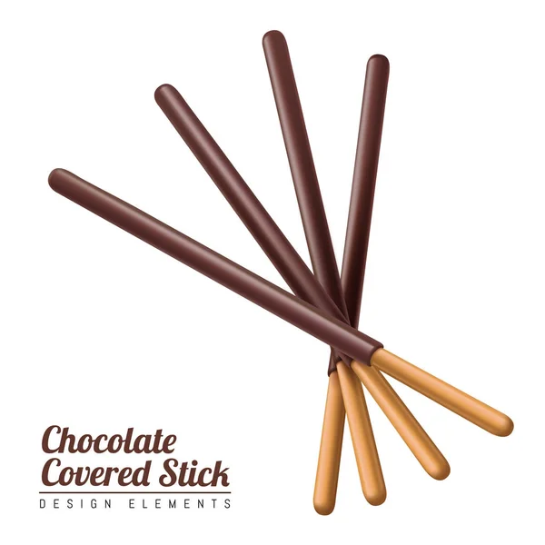 Chocolade overdekte stick element — Stockvector