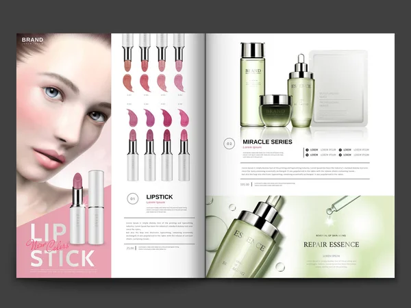 Modello rivista cosmetica — Vettoriale Stock