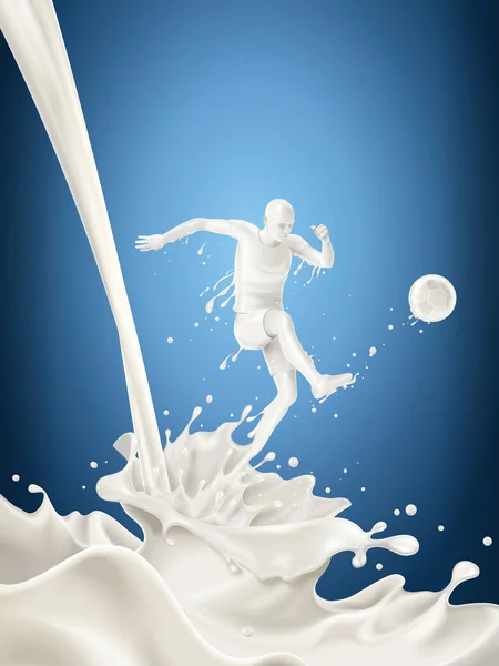 Milk made soccer player — Stock Vector