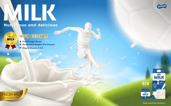 Publicité énergétique pour le lait — Image vectorielle