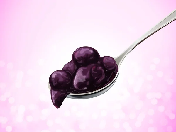 Spoon of blueberry jam — Stock Vector