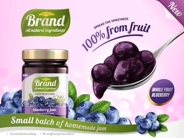 Blueberry jam reklamy — Wektor stockowy