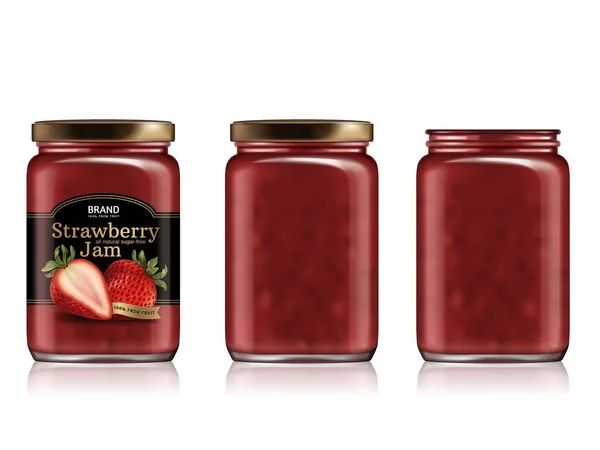 Strawberry jam package design — Stock Vector