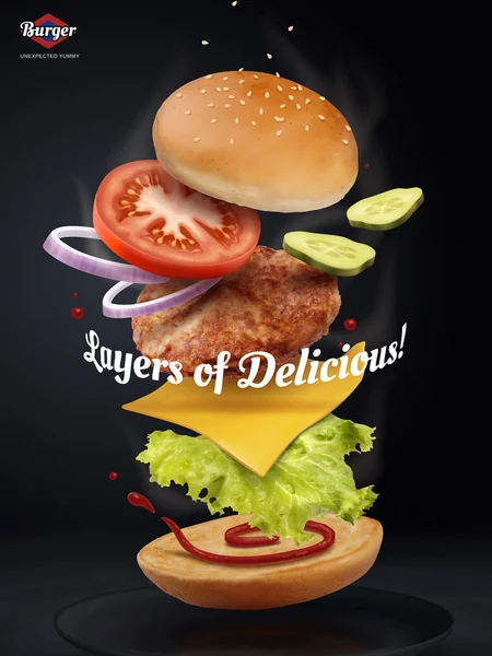 Ugrás a Burger hirdetések — Stock Vector