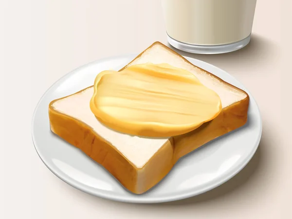 Manteiga espalhando no pão — Vetor de Stock