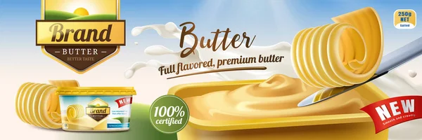 Smetanové máslo reklamy — Stockový vektor