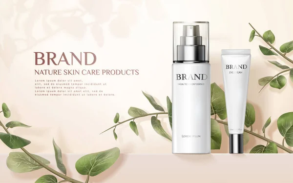 Nature skincare product ads — Stok Vektör
