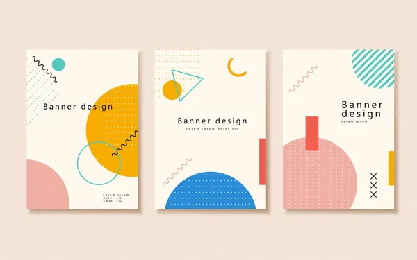 Pastel Memphis Stil Brochure Skabelon Design Lyserød Baggrund – Stock-vektor
