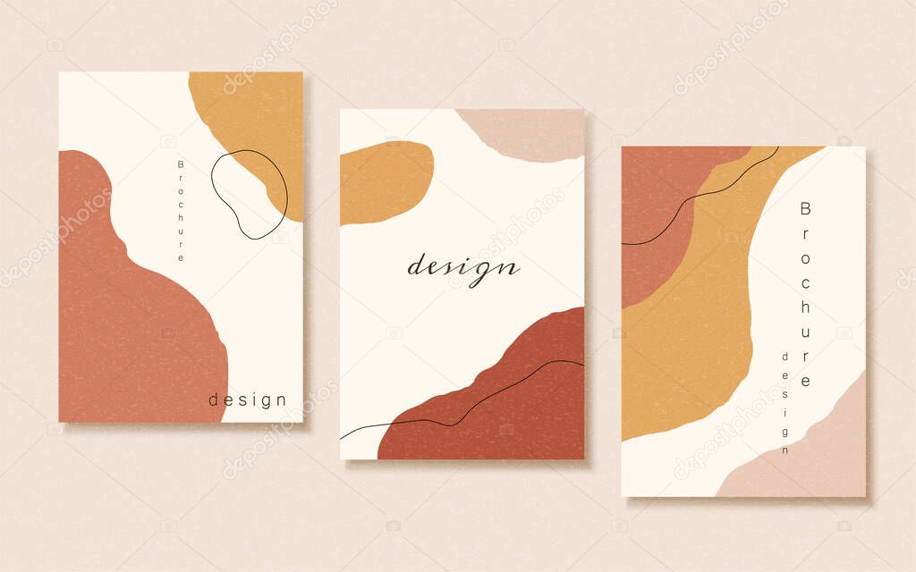 Abstract earth tone orange and pink flyer design template