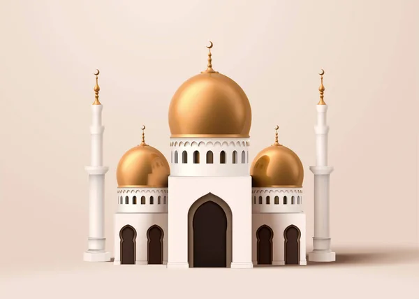 Ilustrace Nádherné Mešity Stavební Model Zdobený Lesklou Mosaznou Kopulí Slonovinové — Stockový vektor