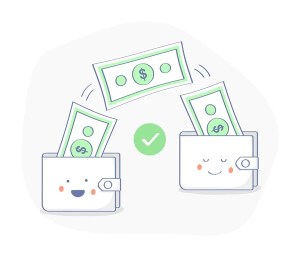 Premium Quality Line Icon Und Konzeptset Menschen Die Geld Senden — Stockvektor