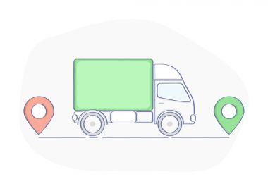 Ulaşım, teslimat, hedef noktasına kargo teslimat. Kamyon mal taşıyor. Beyaz arka planda, premium kalite trendy simgesi izole vektör çizim.