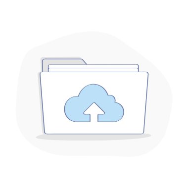 Cloud Storage vector icon. Documents in Folder with Cloud symbol. Flat outline isolated illustration on white background for web and mobile design. Premium quality design. clipart