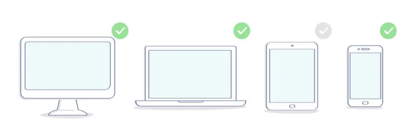 Diferentes Resoluções Tamanhos Tela Escolha Diferentes Dispositivos Monitor Computador Laptop —  Vetores de Stock
