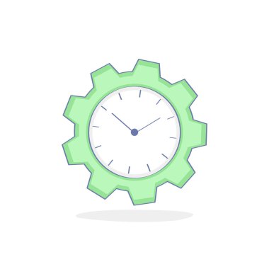 Operasyon süresi, zaman yönetimi simgesi kavramı. Vektör saat vites sembol. Düz anahat tasarım öğesi web ve mobil tasarım için.