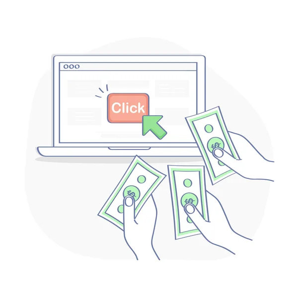 Pay Click Advertising Model Концепція Технології Онлайн Маркетингу Cpc Ноутбук — стоковий вектор