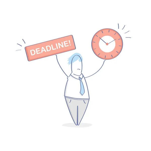 Businessman Holding Watch Sign Deadline Limited Offer Time Management Control — Stock Vector