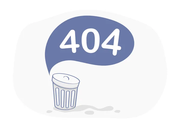 404 Page Found Error Icon Concept Trash Can Inscription 404 — Stock Vector