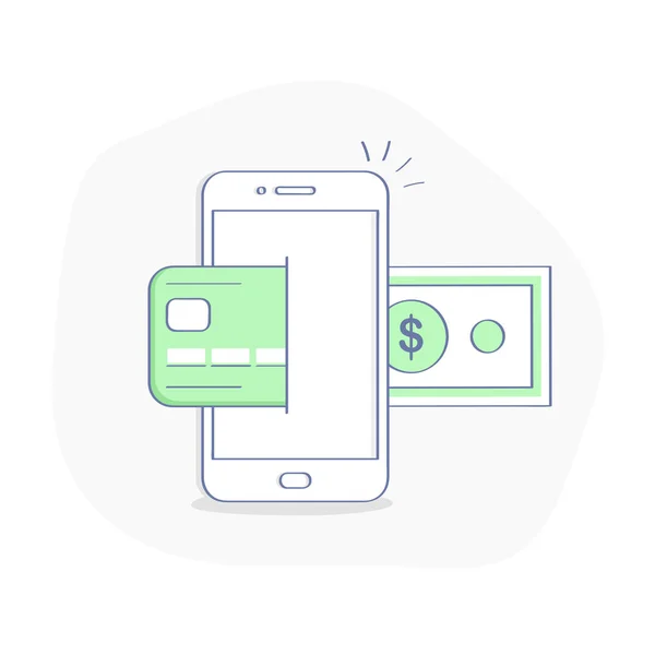 Mobilní Platba Platební Kartou Smartphone Bezkontaktní Nfc Platby Peníze Převodem — Stockový vektor
