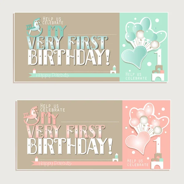 Mis primeras tarjetas de felicitación de cumpleaños — Vector de stock