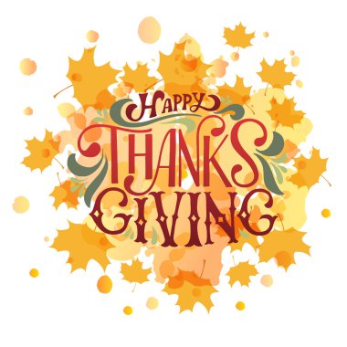 Şükran günü tipografi poster el çekilmiş